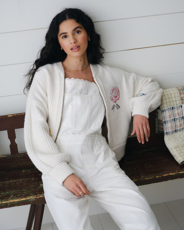 Needlepoint Floral Sweater Jacket | Abercrombie & Fitch (US)