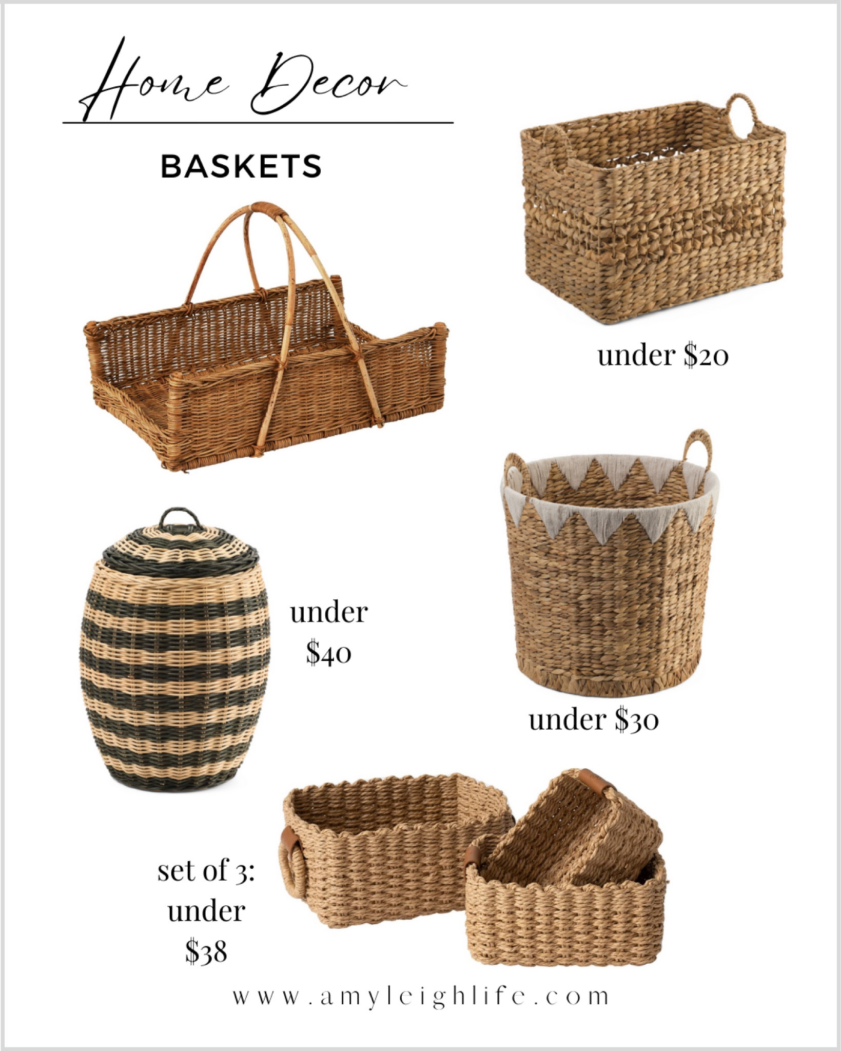 Unique basket finds. 

Water hyacinth basket, woven basket, plant basket, toy basket, nursery basket, basket for toys, basket for indoor tree, tree basket, tree planter, basket planter, whitewashed basket, woven baskets, set of 3 baskets, seagrass basket with lids, small baskets, small storage baskets, basket for storage, basket canister, woven canister, wicker basket, small wicker basket, round woven seagrass baskets, rattan basket with lid, storage basket box, shelf decor, basket for shelf, bathroom organization, plant stand, mango wood riser, planter pot basket, small wicker baskets for organizing, bathroom basket, rope basket, baskets for shelves, basket with lid, wicker baskets, storage baskets, laundry basket, laundry hamper, amazon baskets, blanket basket, gift basket, fruit basket, nurse basket, seagrass basket, woven baskets, shelf decor, shelf styling, bathroom shelf decor, book shelf decor, bookshelf decor, kitchen shelf decor, amazon shelf decor, floating shelf decor, nursery decor, shelfie, coffee table decor, living room decor, home decor finds, budget friendly home decor, Amy Leigh life, unique baskets, unique home decor, home decor inspo, home decor ideas, console table decor, console basket, entryway basket, entry way decor, entryway decor, entry decor, entryway table decor, entry way table decor, console table styling, console decor, entryway table styling, entry table decor, entry table styling, pillow basket, basket for cords, basket for clutter, modern nursery, vintage nursery,   

#amyleighlife
#baskets

Prices can change  

#LTKsalealert #LTKhome #LTKfindsunder50