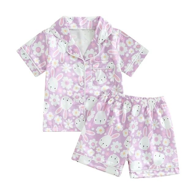 Bagilaanoe 2Pcs Toddler Baby Girl Easter Pajamas Set Print Short Sleeve Shirt and Shorts 12M 18M ... | Walmart (US)