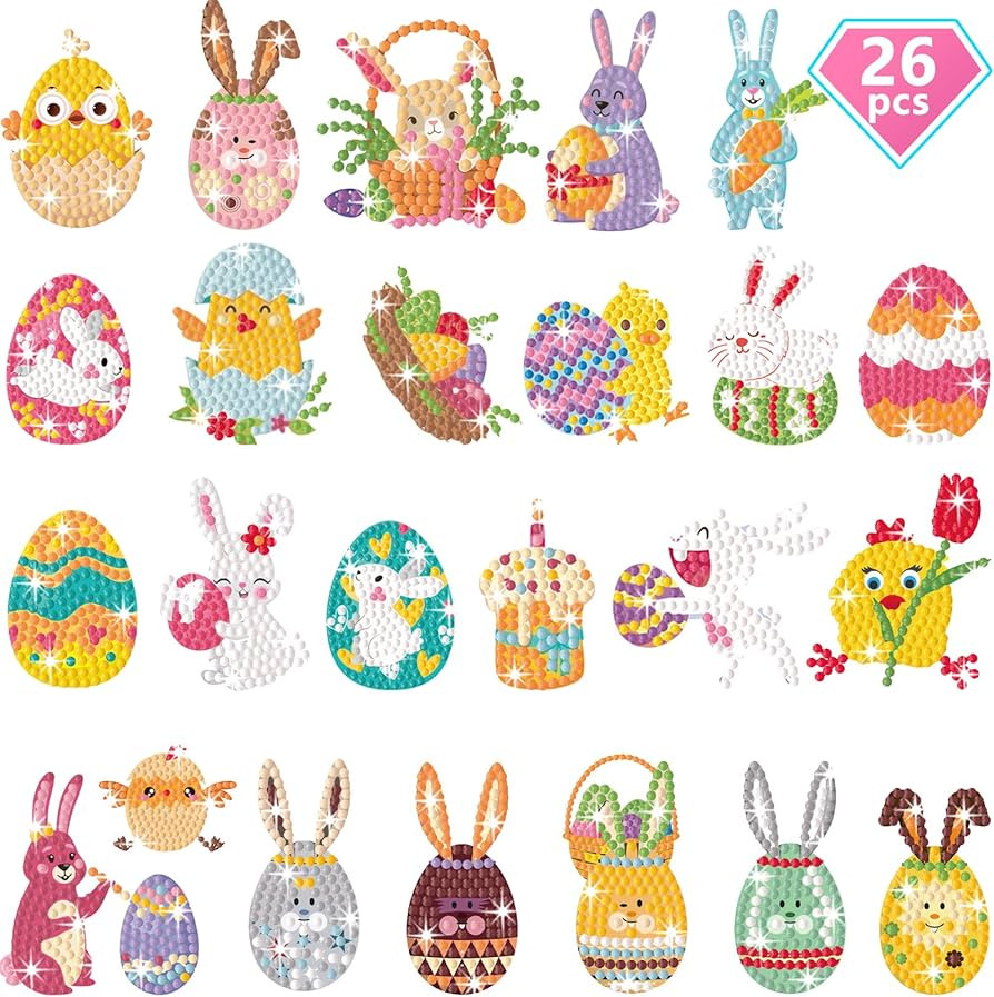 JoltMemori 26 PCs Easter Diamond Painting Stickers Kits for Kids- Fun DIY Arts and Crafts Paint b... | Amazon (US)