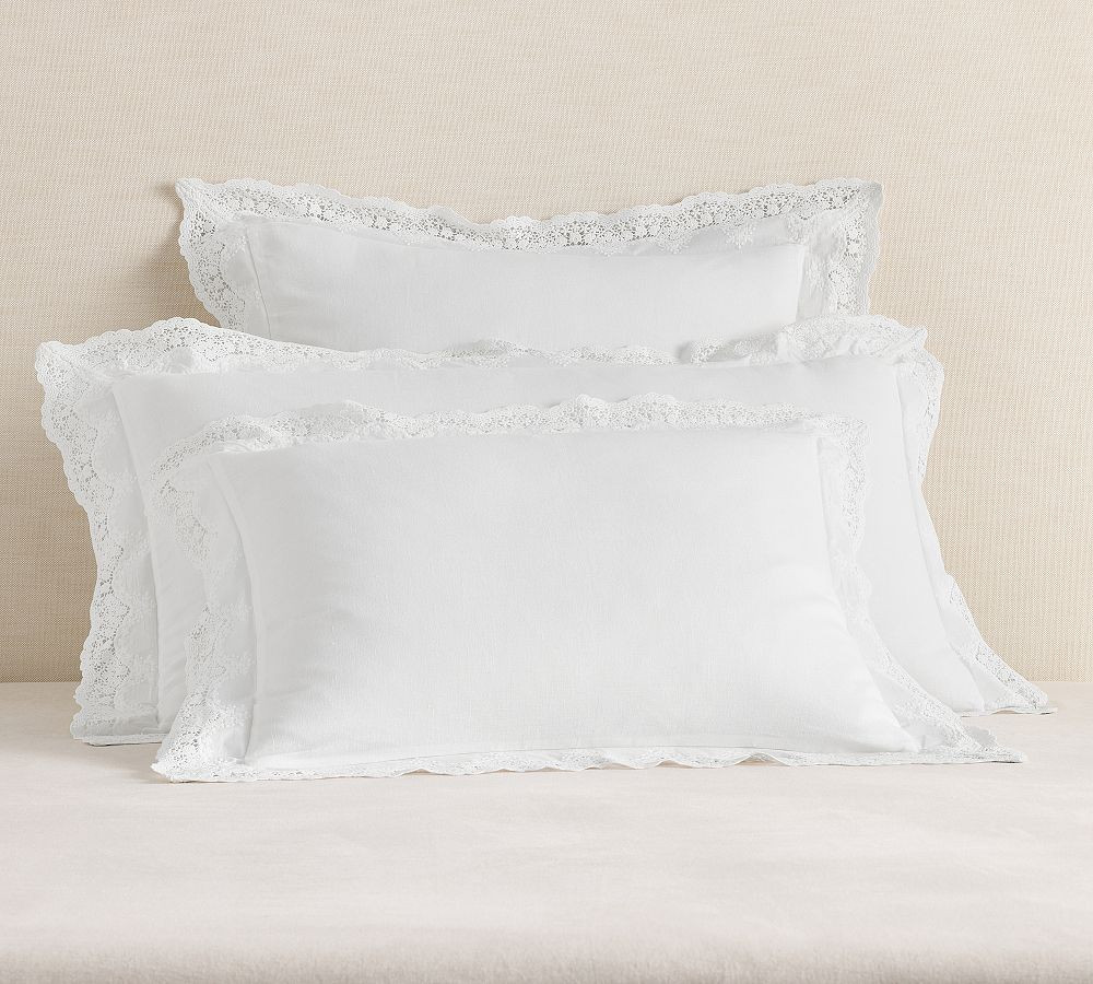 LoveShackFancy Belgian Flax Linen Sham with Lace Trim | Pottery Barn (US)