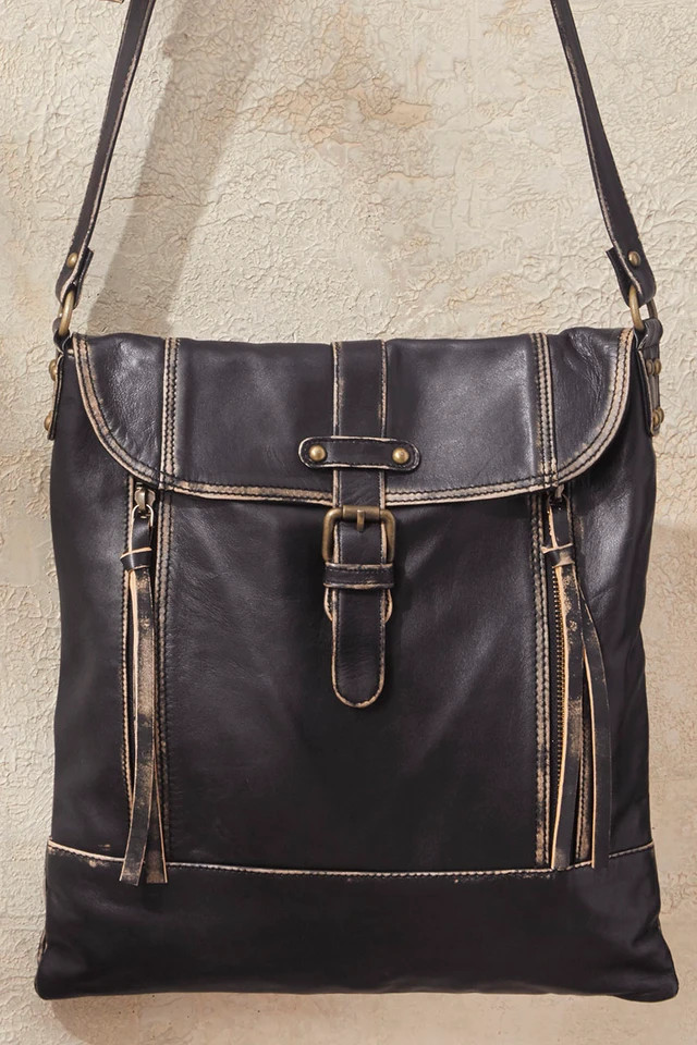Well Traveled Leather Messenger Bag | Coldwater Creek