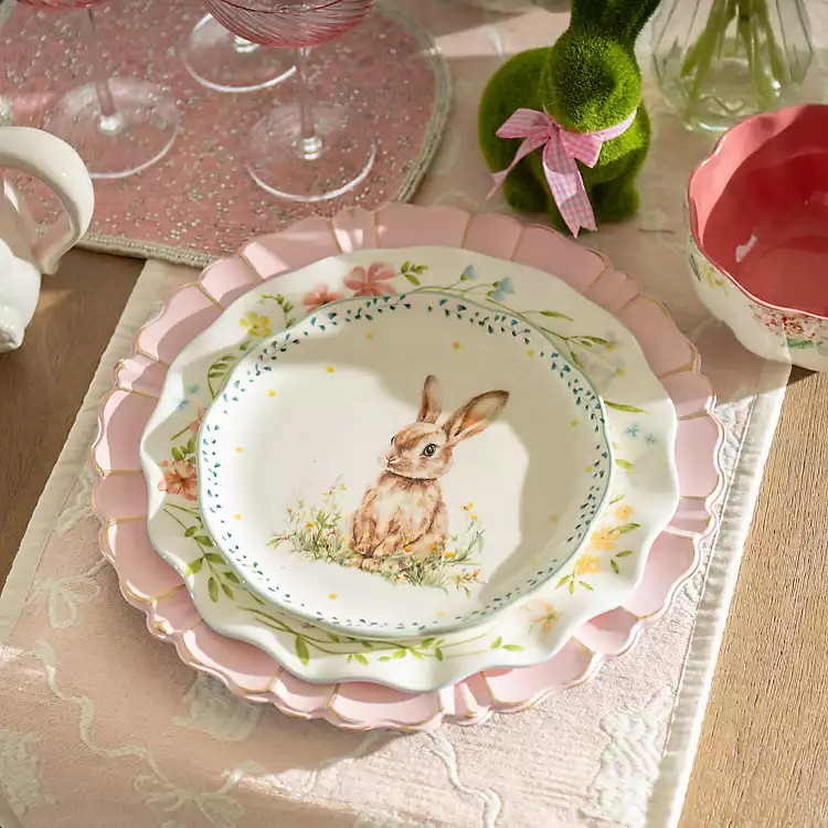 New! Sweet Bunny Scalloped Salad Plates, Set of 4 | Kirklands