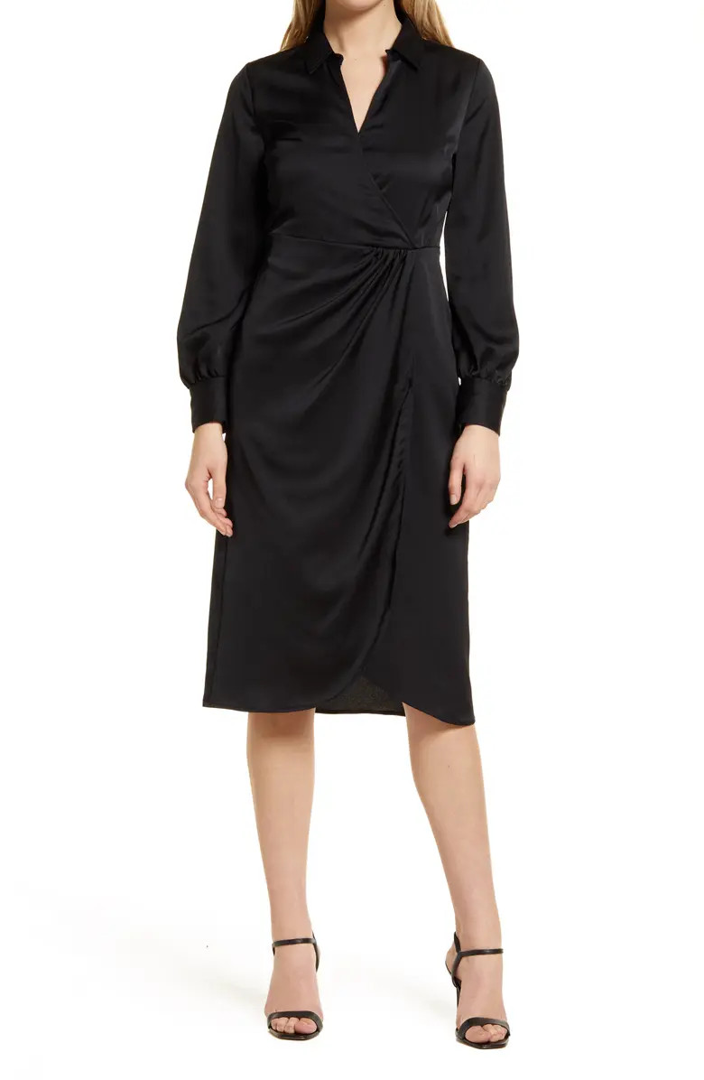 Twist Front Long Sleeve Shirtdress | Nordstrom