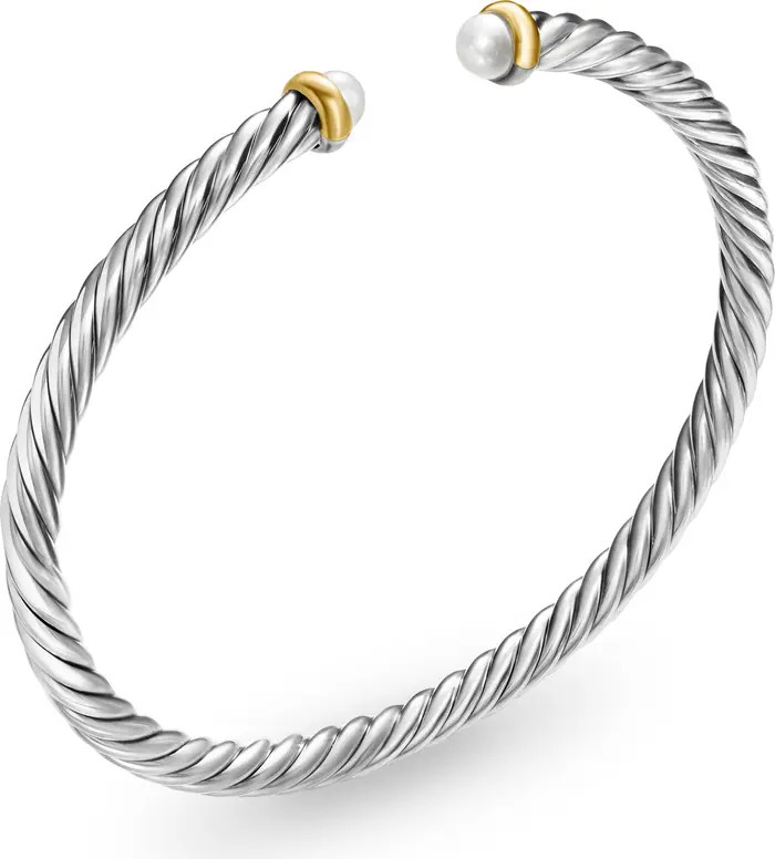 David Yurman Cable Flex Bracelet in Sterling Silver with 14K Yellow Gold, 4mm in Sterling Silver/... | Nordstrom