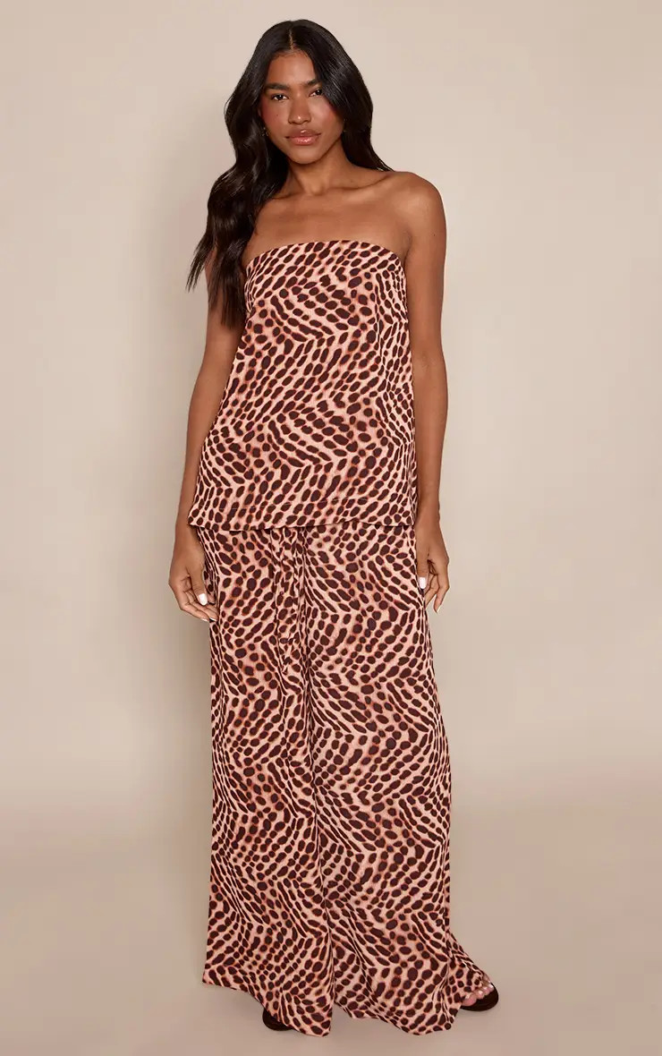 Printed Cheesecloth Wide Leg Trouser Co-ord | PrettyLittleThing UK