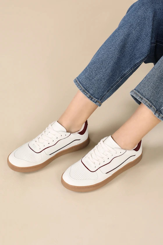 Callam White and Red Color Block Lace-Up Sneakers | Lulus