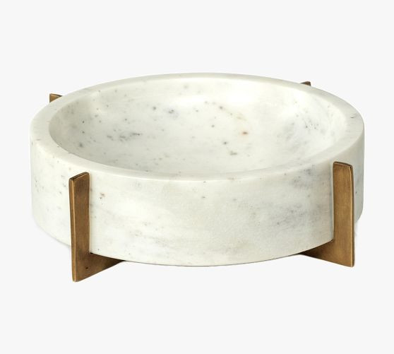 Bellem Handcrafted Marble Bowl On Brass Stand | Pottery Barn (US)