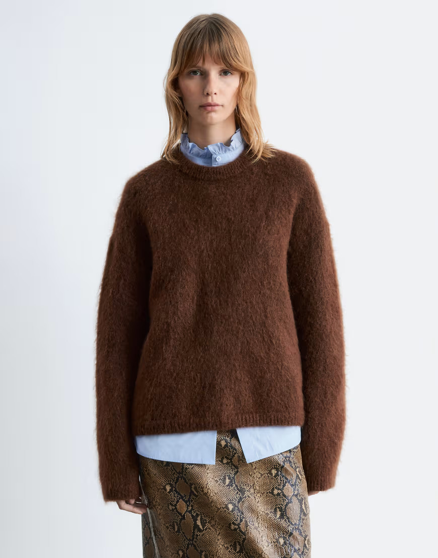 & Other Stories mohair super soft hairy knit sweater in mocha brown | ASOS (Global)