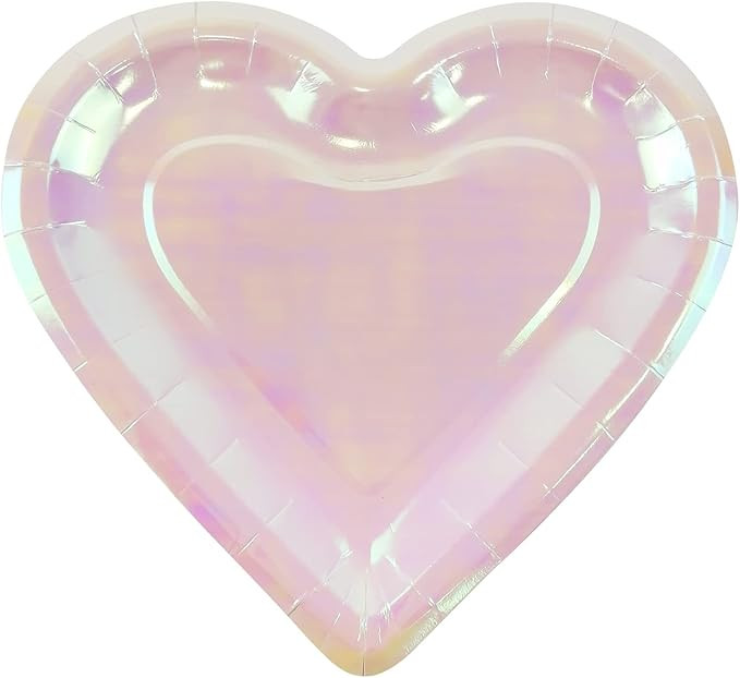 CIEOVO 32 Pieces Pearl Pink Heart Shaped Disposable Party Plates Dinnerware Plates Party Tablewar... | Amazon (US)