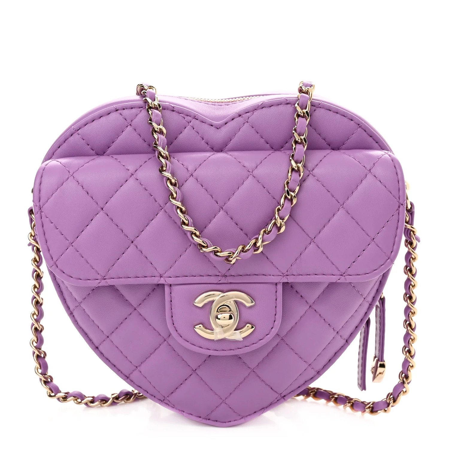 Lambskin Quilted CC In Love Heart Bag Purple | FASHIONPHILE (US)