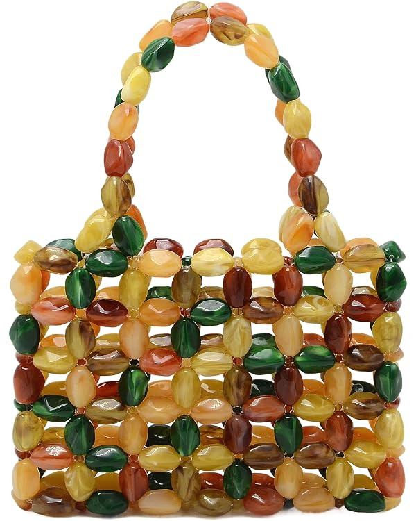 Miuco Women Multicolor Stone look Acrylic Beaded Handbag Handmade | Amazon (US)