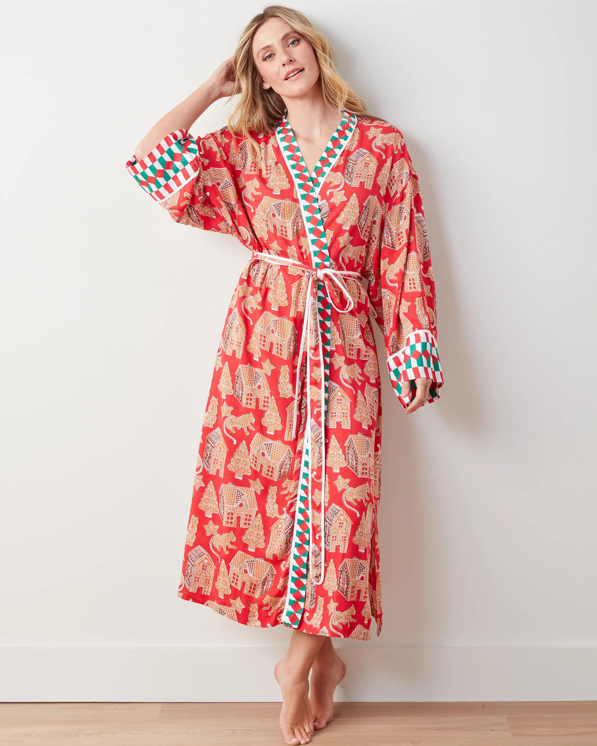 Gingerbread Party - Satin Robe - Ruby | Printfresh