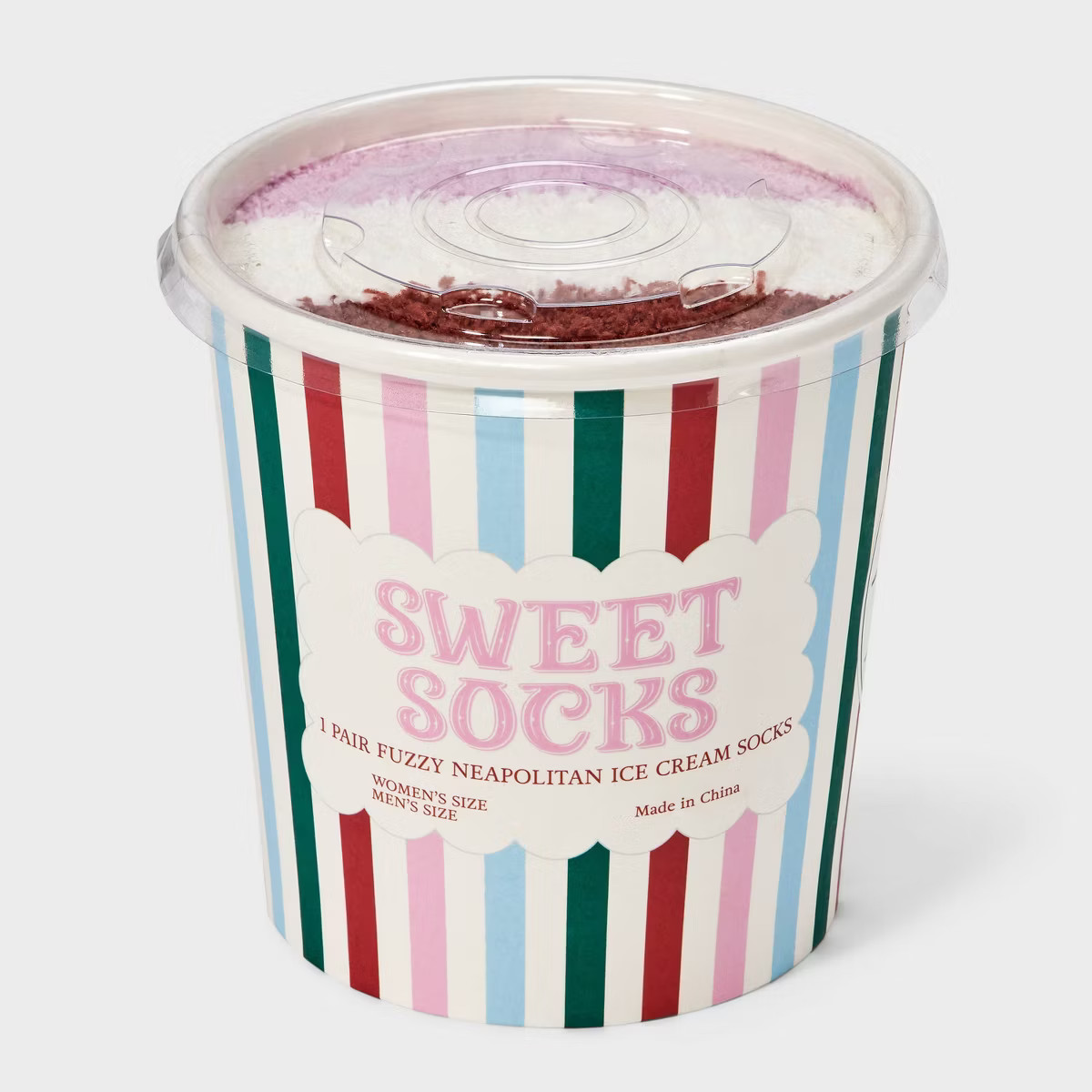 Adult Striped Neapolitan Ice Cream Cozy Crew Socks - Pink/Ivory/Brown One Size Fits Most | Target