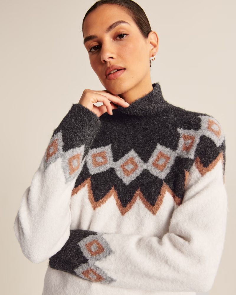 Women's Oversized Fairisle Fluffy Turtleneck | Women's Up To 40% Off Select Styles | Abercrombie.... | Abercrombie & Fitch (US)