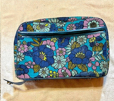 Vintage 70's Bantam Travelware Turquois Floral tapestry 16" x 11" x 4.5" Luggage | eBay US