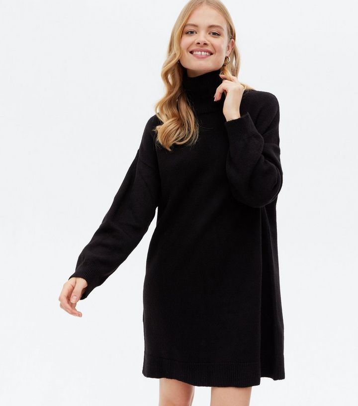 NA-KD Black Knit Roll Neck Mini Dress
						
						Add to Saved Items
						Remove from Saved Ite... | New Look (UK)