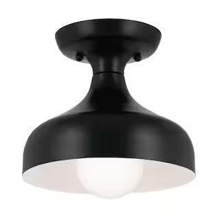 KICHLER Sisu 8 in. 1-Light Black Hallway Modern Semi-Flush Mount Ceiling Light 52599BK - The Home... | The Home Depot