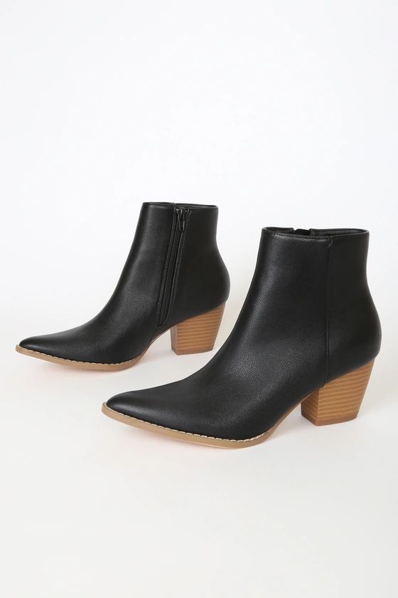 Spirit Black and Brown Pointed Toe Ankle Booties | Lulus (US)