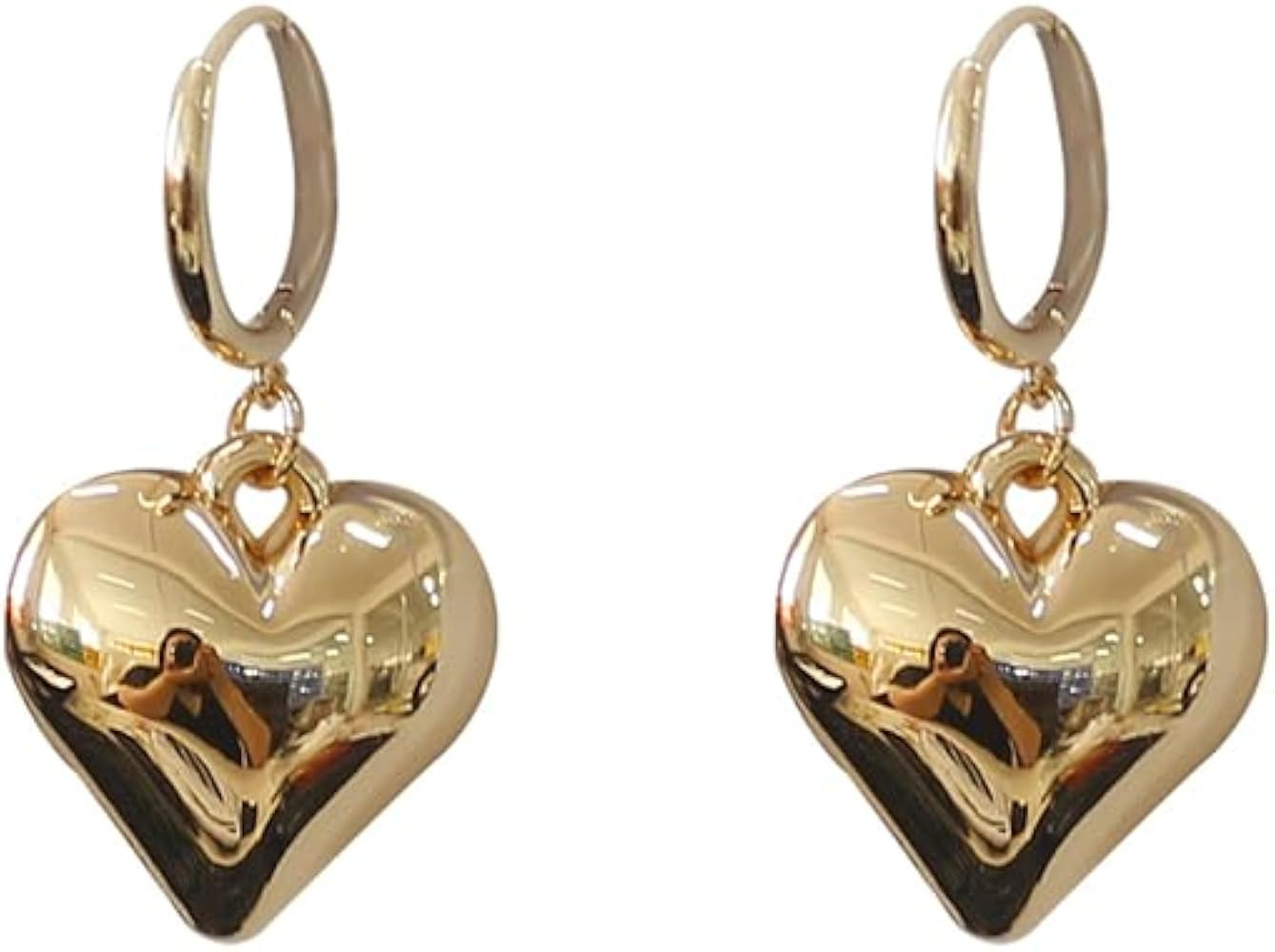 Puffy Heart Drop Dangle Earrings for Women – Dupes Chunky Trendy Lightweight Bold Organic Hollo... | Amazon (US)