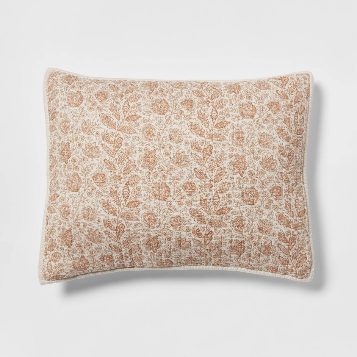 Standard Printed Cotton Voile Tonal Floral Quilt Sham Ivory/Camel - Threshold™ | Target