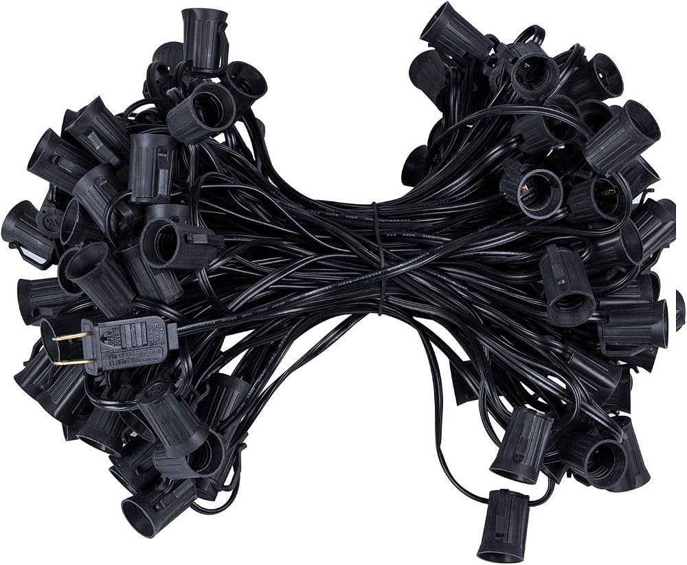 C9 Light Strand 100 Feet for E17 Socket 12 Inch Spacing, Outdoor String Light Christmas Stringer ... | Amazon (US)