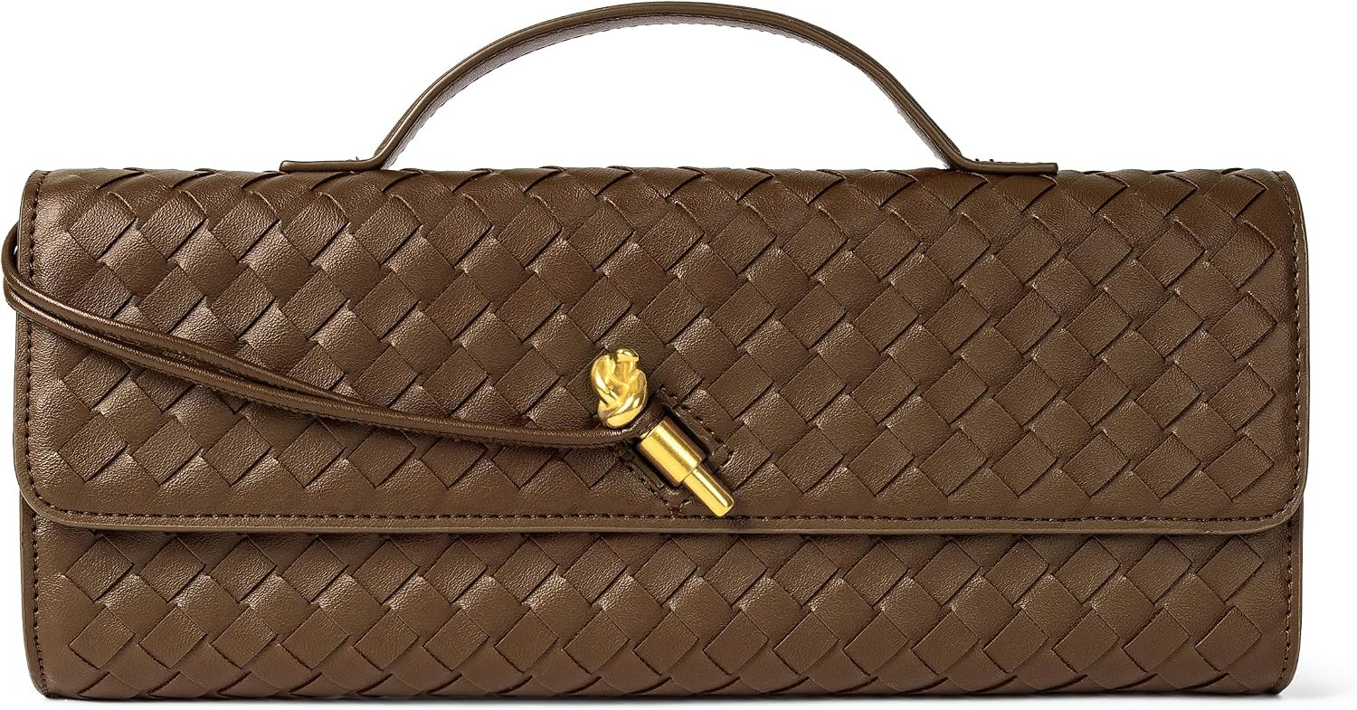 Joryin Woven Purse for Women Evening Clutch Woven Leather Handbags Crossbody Bag Purse Formal Evening Bag, Vegan Leather | Amazon (US)