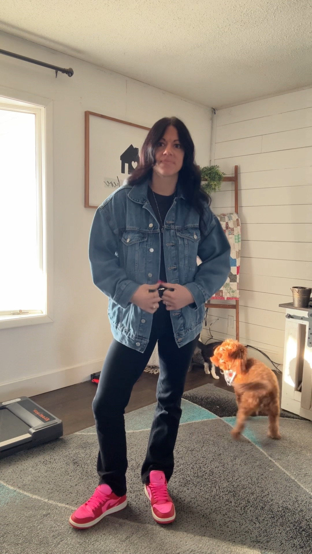 Love a good black outfit with a pop of color! Also everyone needs a denim jacket! 

Jacket- small
Shoes-Couldn’t find exact but linked a bunch similar
Jeans- TTS 

#LTKValentine #LTKgrwm #LTKmomlife