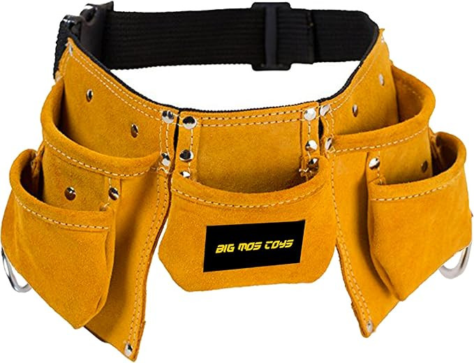 Big Mo's Toys Tool Belt - Kids Brown Faux Suede Pretend Play Belt for Tools with Adjustable Strap | Amazon (US)