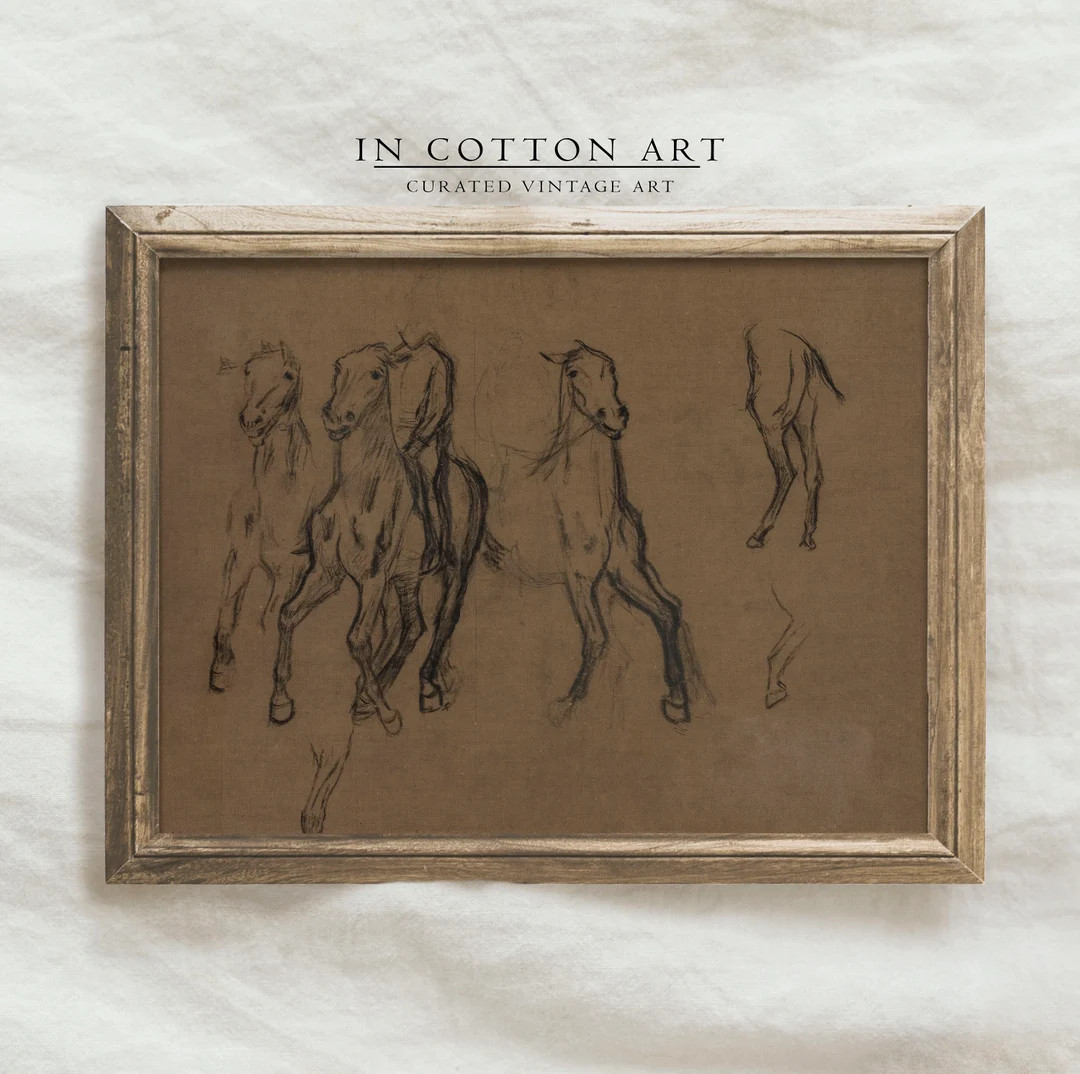 Vintage Moody Horse Drawing / Rustic Equestrian Art Print / Animal Sketch Wall Art PRINTABLE Digi... | Etsy (US)