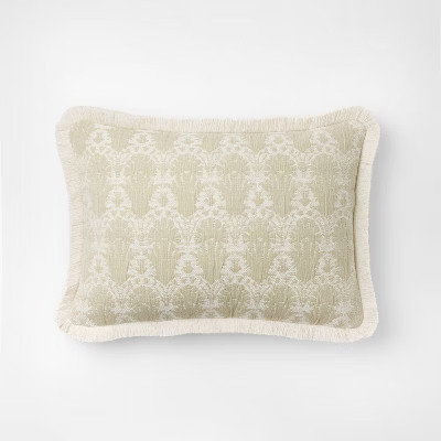 Lumbar Woven Shell Block with Fringe Edge Throw Pillow Natural - Threshold™ designed with Studio McGee | Target