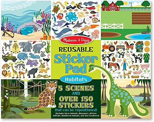 Melissa & Doug Reusable Sticker Pad: Habitats - 150+ Reusable Stickers 7 Ounces - Kids Animal Act... | Amazon (US)