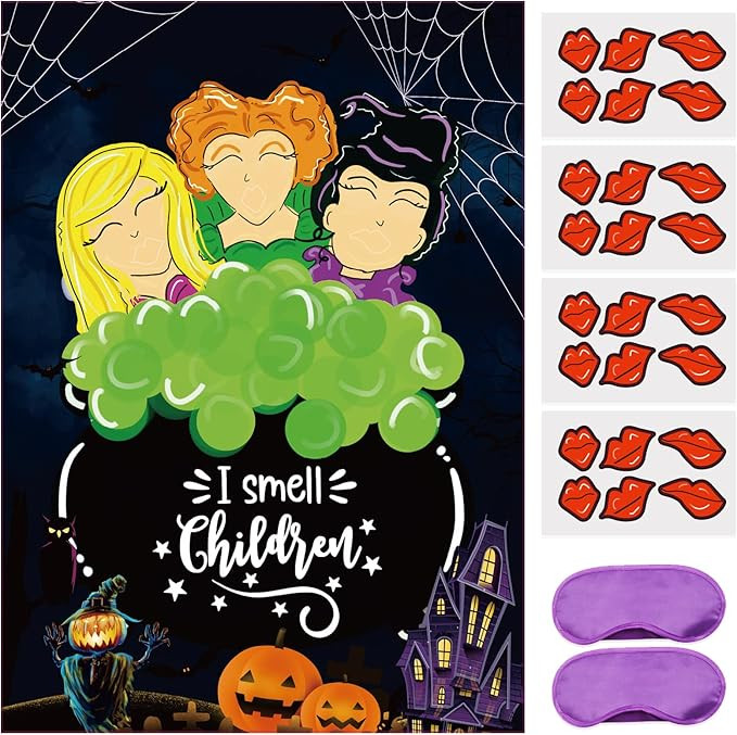 Pin the Mouth on Sanderson Sisters, Halloween Hocus Pocus Party Decorations Supplies Game, Hallow... | Amazon (US)