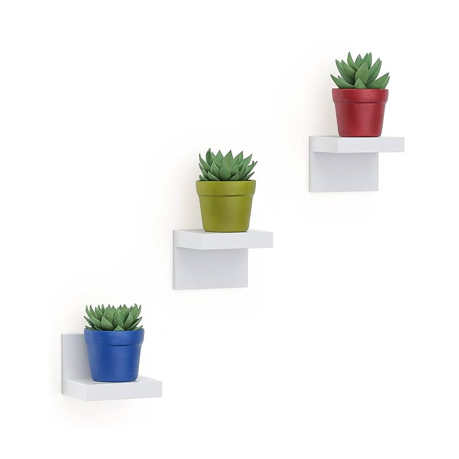 RICHER HOUSE 3-Pack Small Floating Shelves for Wall, 4 Inch Plastic Display Ledges for Mini Decor... | Amazon (US)