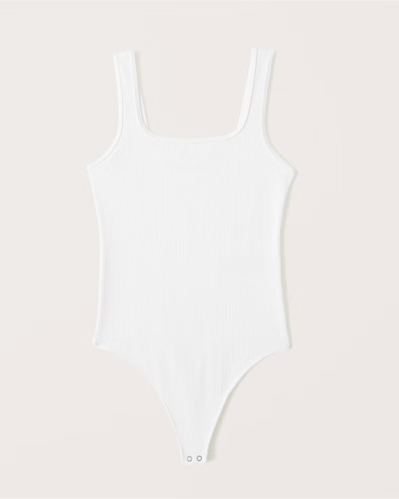 Abercrombie & Fitch Women's Seamless Rib Fabric Tank Bodysuit in White Ribbed - Size XS | Abercrombie & Fitch (US)