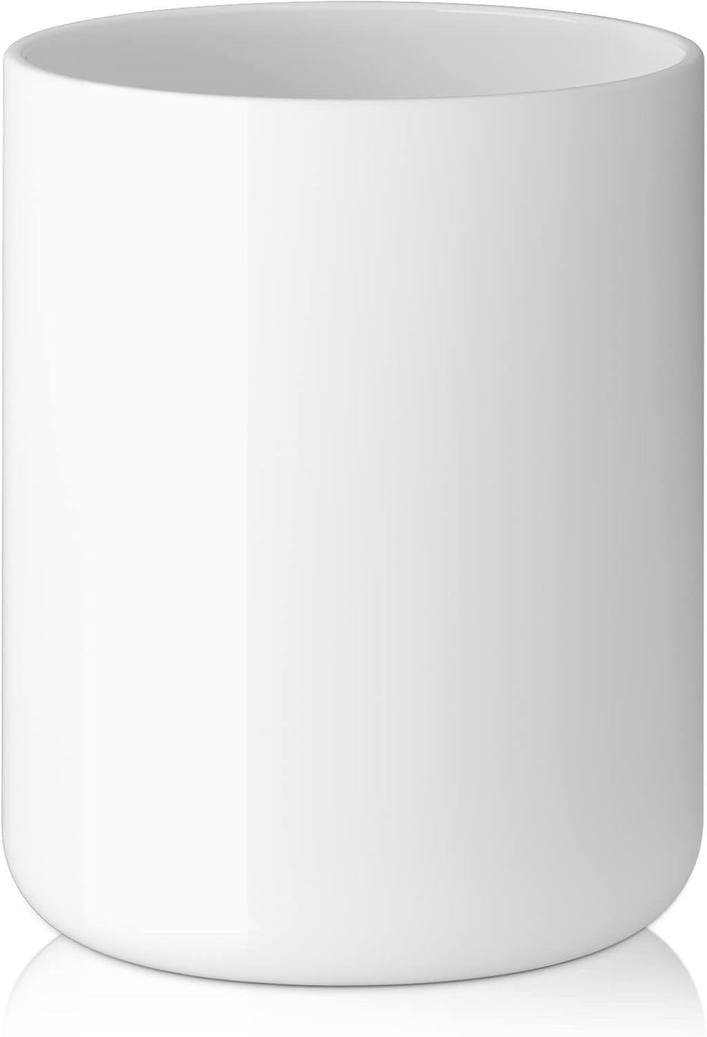 White Utensil Holder for Kitchen Counter, Glossy Ceramic Kitchen Utensil Holder For Countertop, C... | Amazon (US)