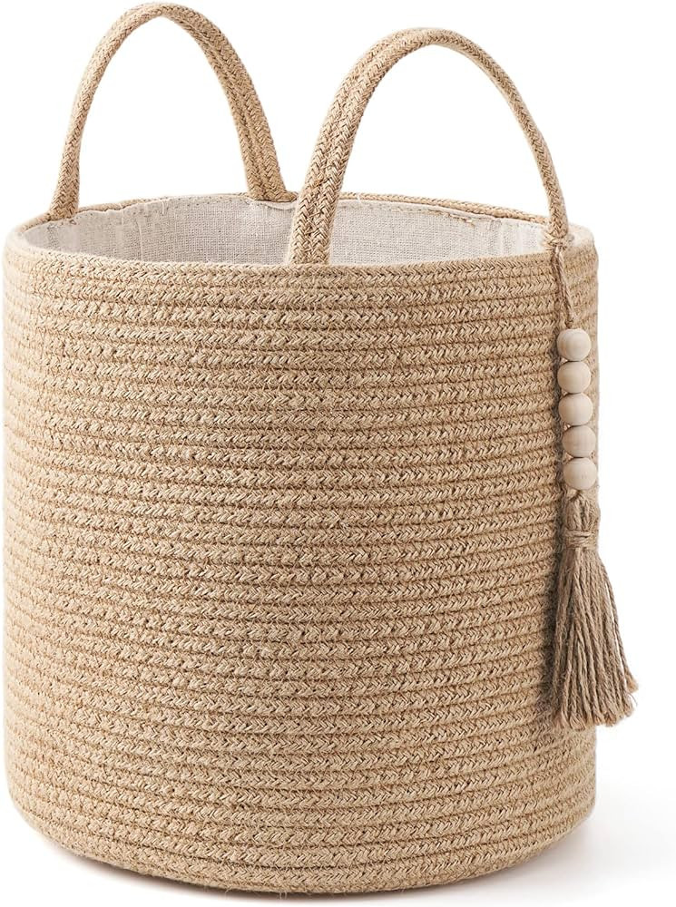 Mkono Woven Storage Basket Decorative Rope Basket Wooden Bead Decoration for Blankets,Toys,Clothe... | Amazon (US)