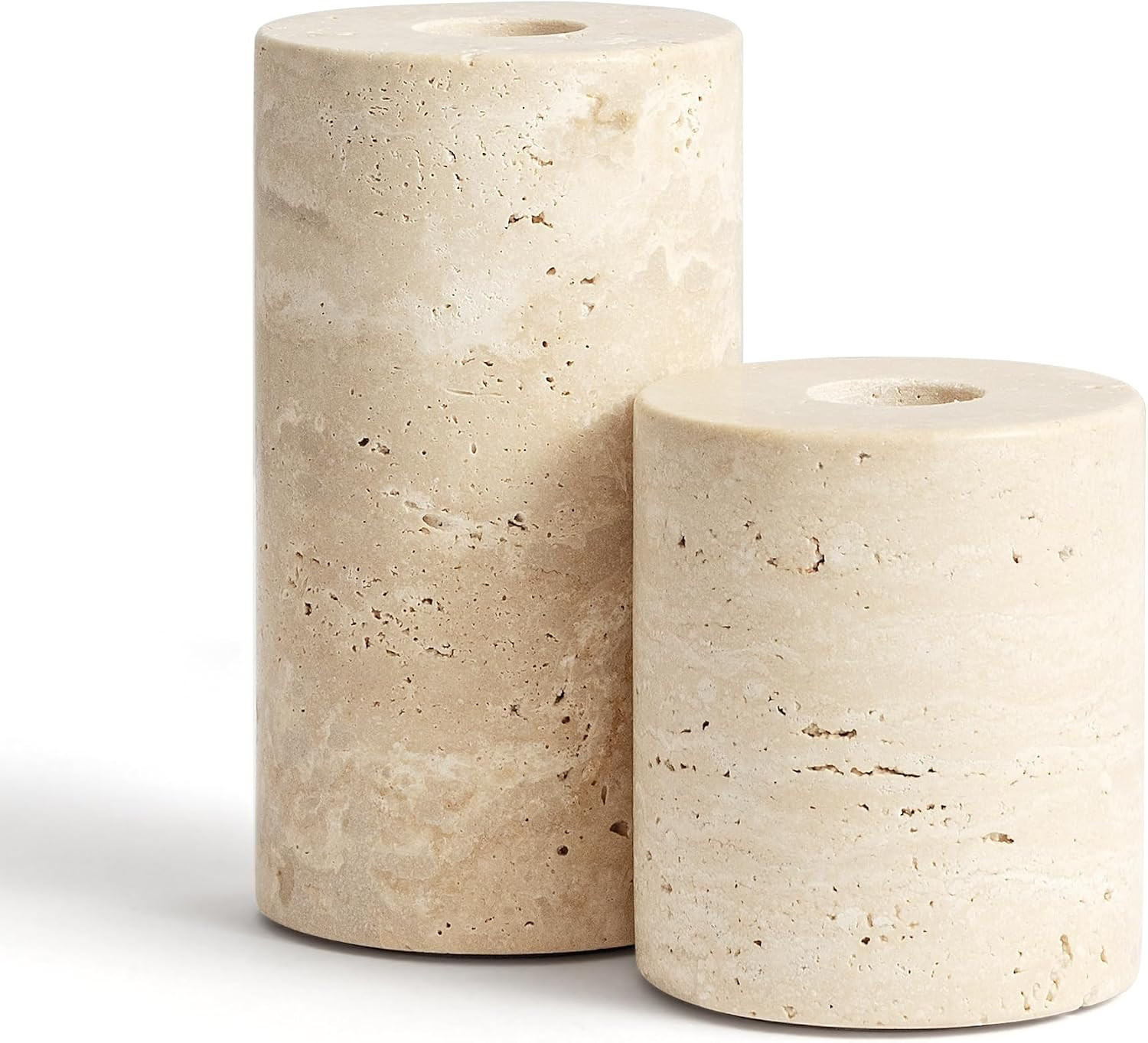 Candle Holders True Natural Marble Set of 2 Decorative Candlestick Holder for Table Centerpieces Home Dinning Party Wedding Birthday Premium Candles Stand for 3/4 inch Candles Beige (ZT017R) | Amazon (US)