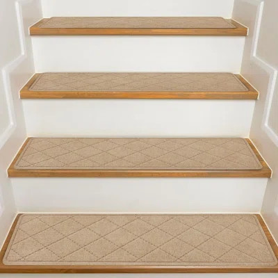 Stair Treads For Wooden Steps Indoor, 15 Pack 8" X 30" Non Slip Carpet Stair Treads With Reusable Adhesive For Kids Elders And Dogs, Surface Polyester | Wayfair North America