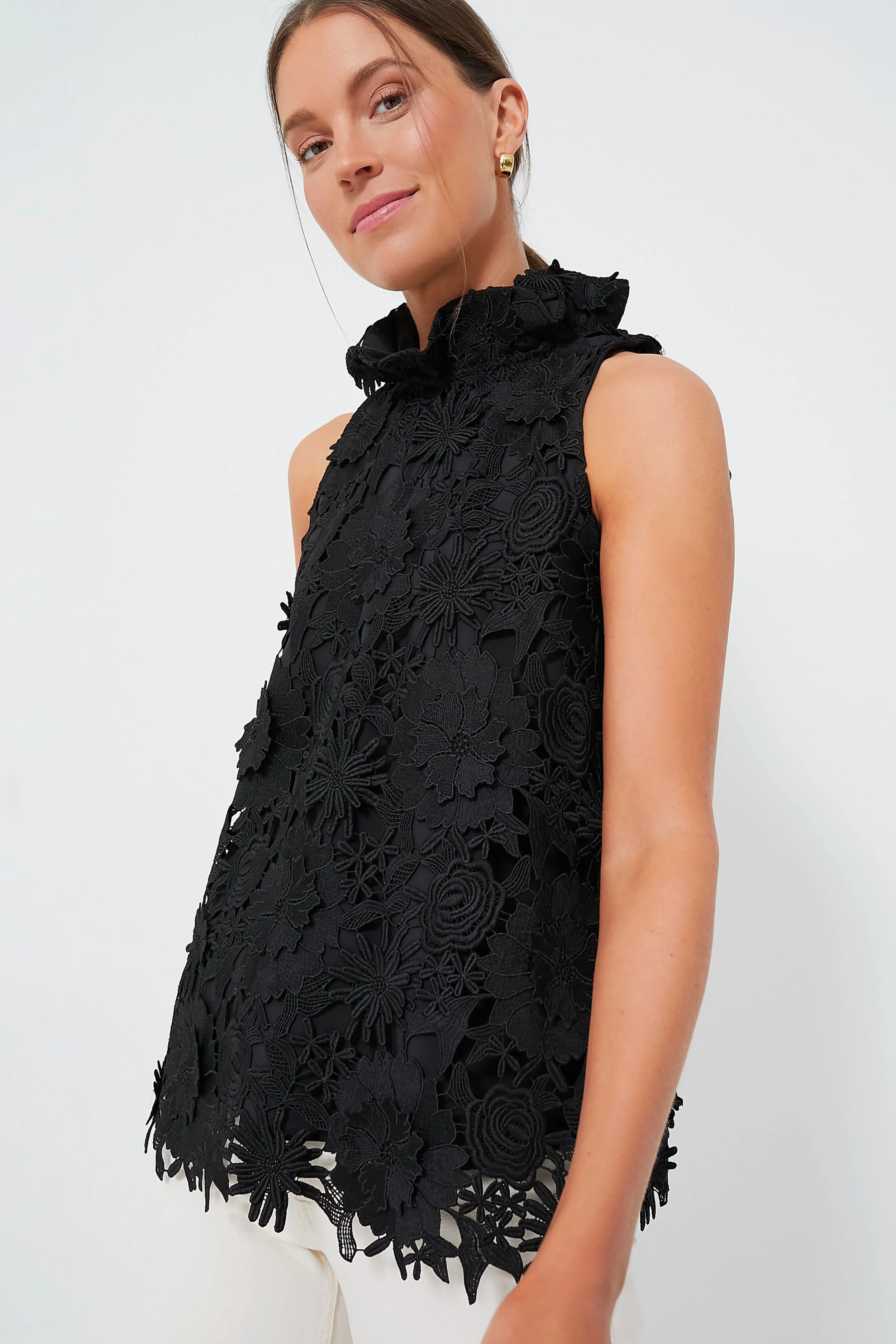 Black Guipure Lace Mason Top | Tuckernuck (US)