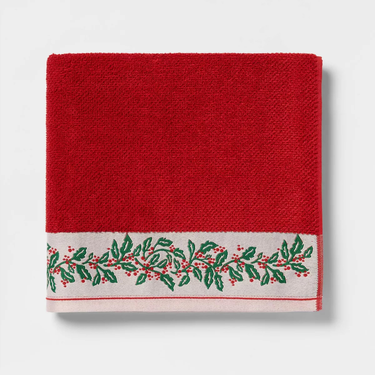 Holly Border Christmas Bath Towel Red - Threshold™ | Target