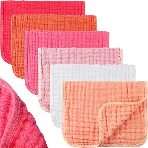 6 Pieces Large 20 x 10 Inch Muslin Burp Cloths Multi-Colors Muslin Washcloths Baby Burping Cloth Dia | Amazon (US)