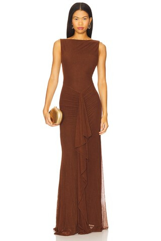 Ellie Maxi Dress in Brown | Revolve Clothing (Global)