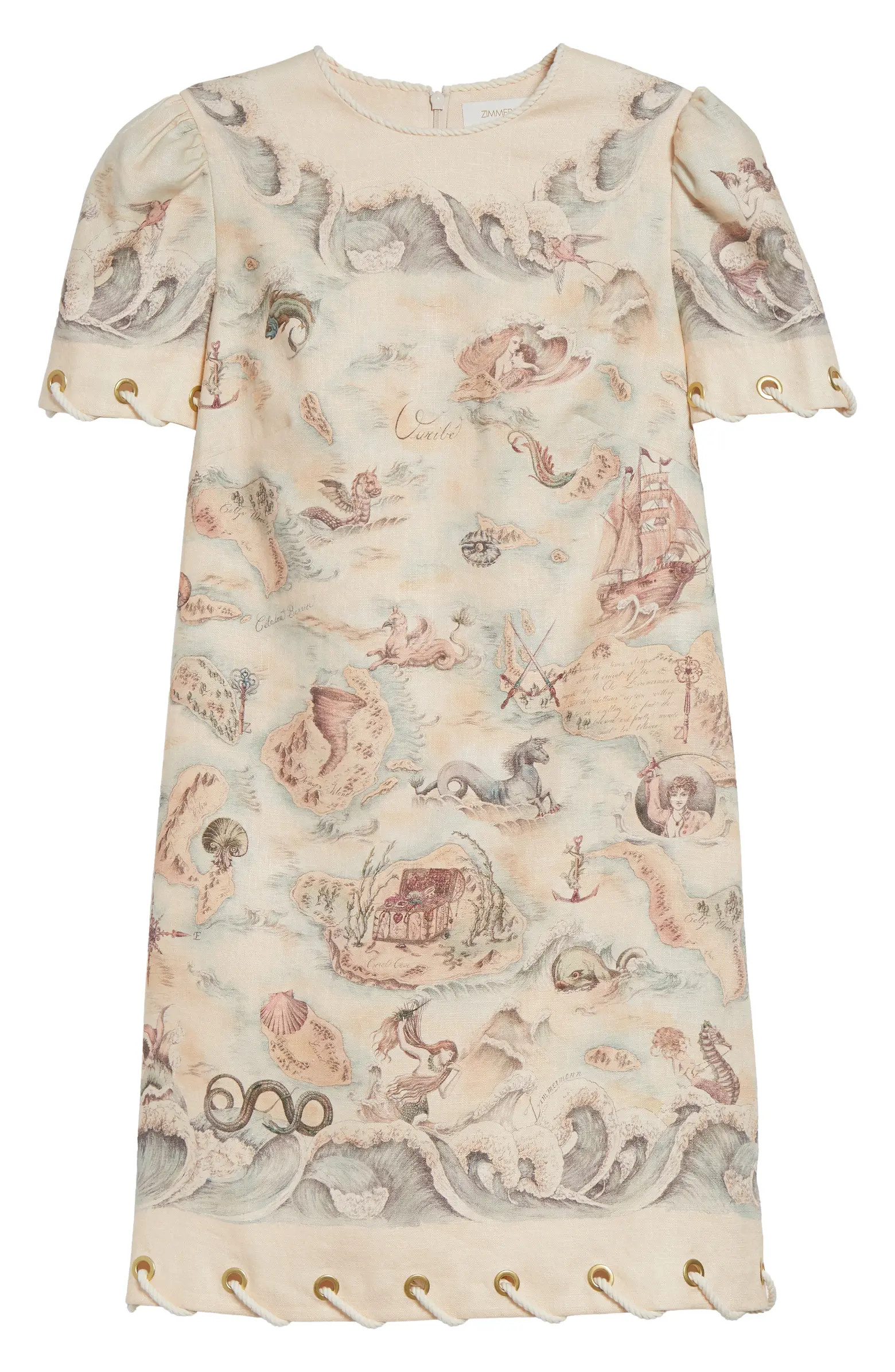 Rebellion Rope Trim Linen Minidress | Nordstrom