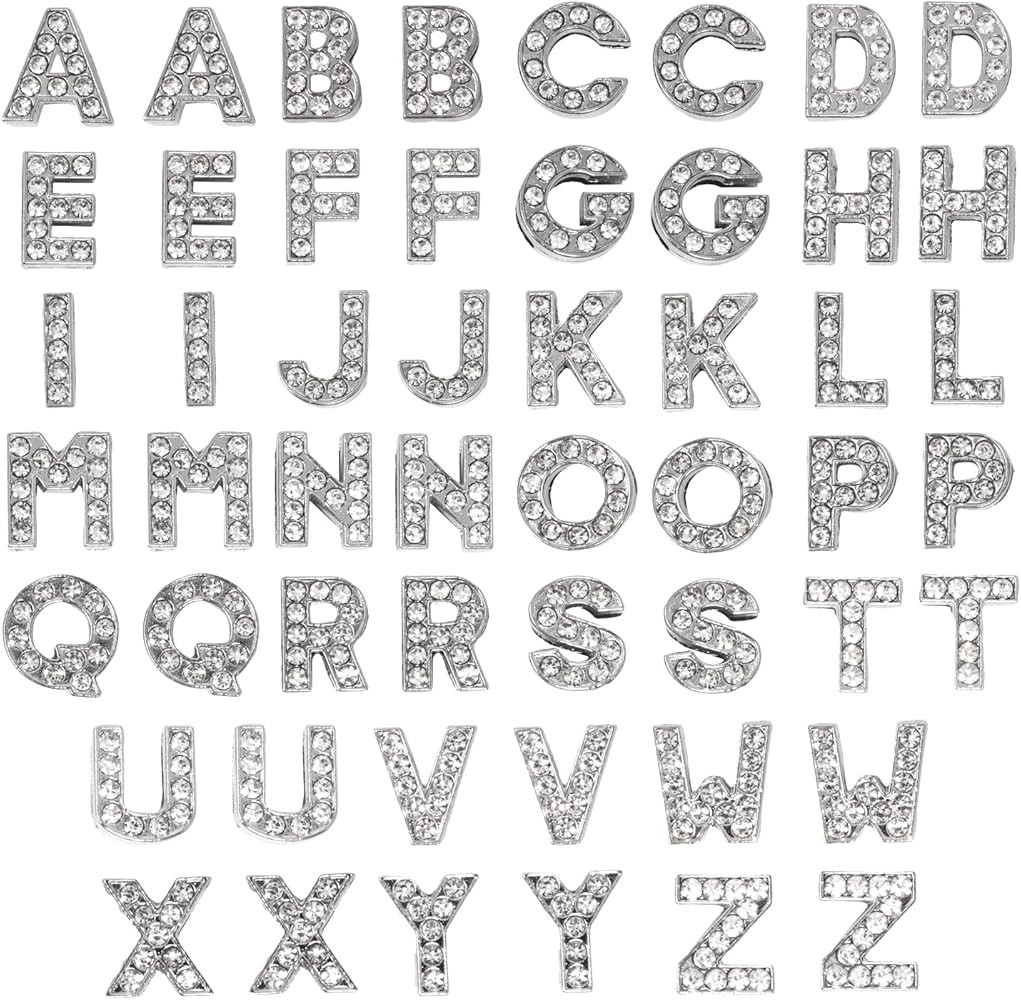 Honbay 2 Sets of A-Z 8mm Full Rhinestone Slide Charms Crystal Alphabet Letter Beads for Bracelets... | Amazon (US)