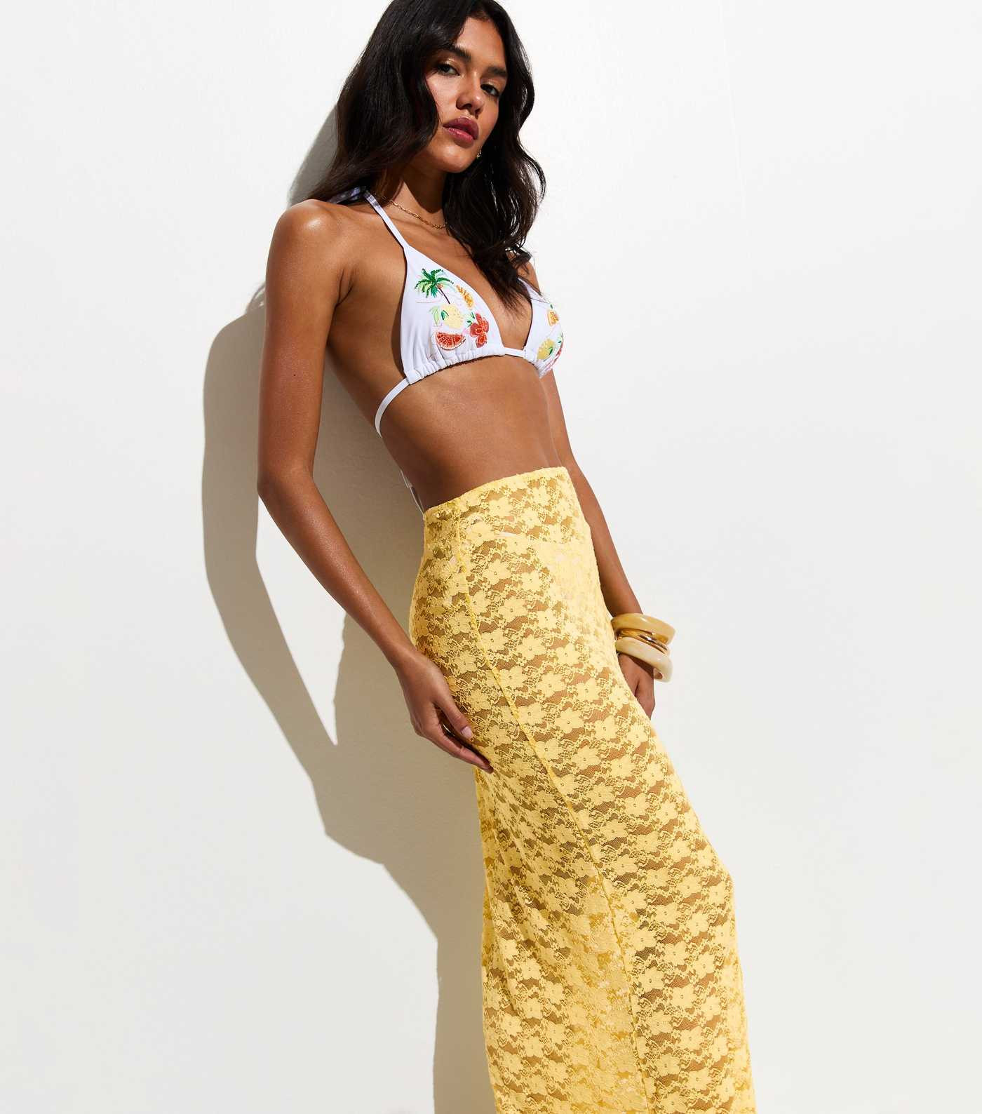 Light Yellow Lace Column Beach Maxi Skirt | New Look | New Look (UK)