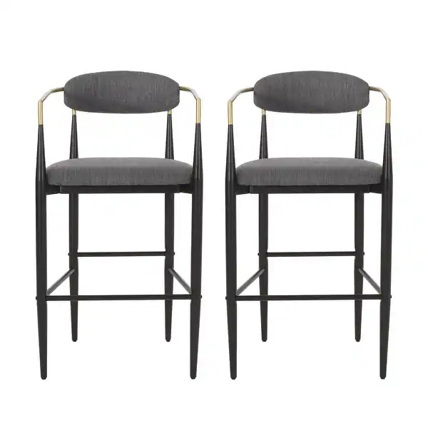 Elmore Fabric and Iron 30 Inch Barstools (Set of 2) by Christopher Knight Home - Overstock - 3629... | Bed Bath & Beyond