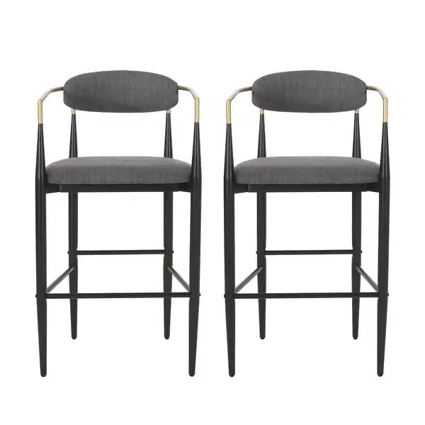 Elmore Fabric and Iron 30 Inch Barstools (Set of 2) by Christopher Knight Home - Overstock - 3629... | Bed Bath & Beyond