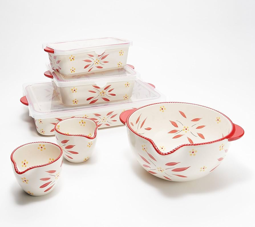 Temp-tations 9 Pc Prep & Bake Set: 4 Qt Lasagna Dish, 1.5 Qt Brownie Baker, Loaf Pan, 2 Qt Mixing... | Amazon (US)