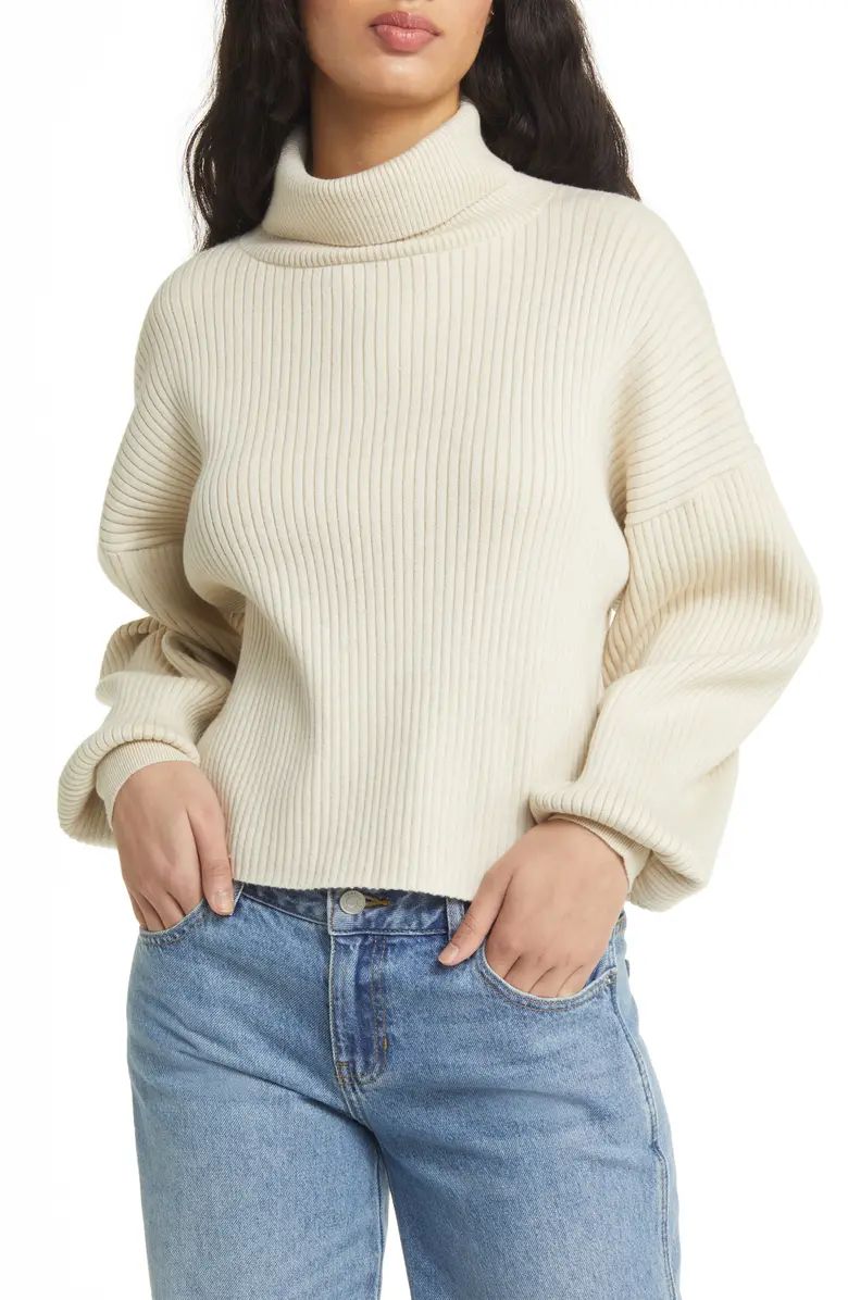 Rib Crop Turtleneck Sweater | Nordstrom Rack